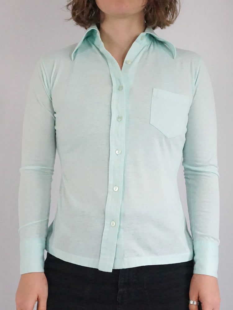 Light Blue Jersey Cotton Shirt - S
