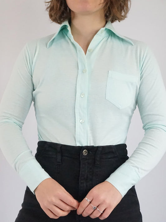 Light Blue Jersey Cotton Shirt - S