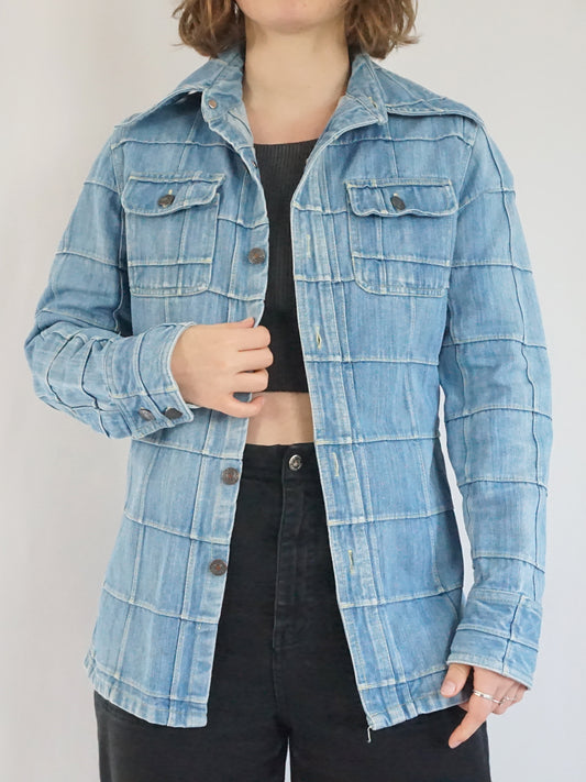 Windowpane Denim Shirt - S