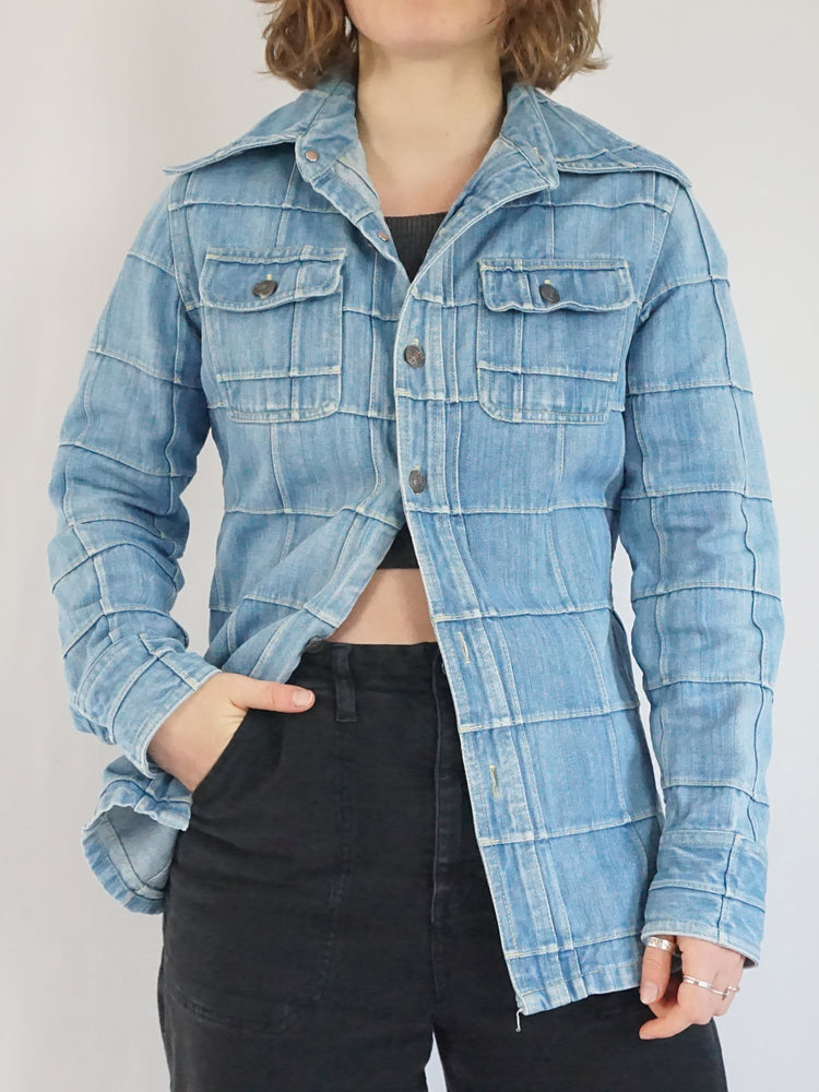 Windowpane Denim Shirt - S