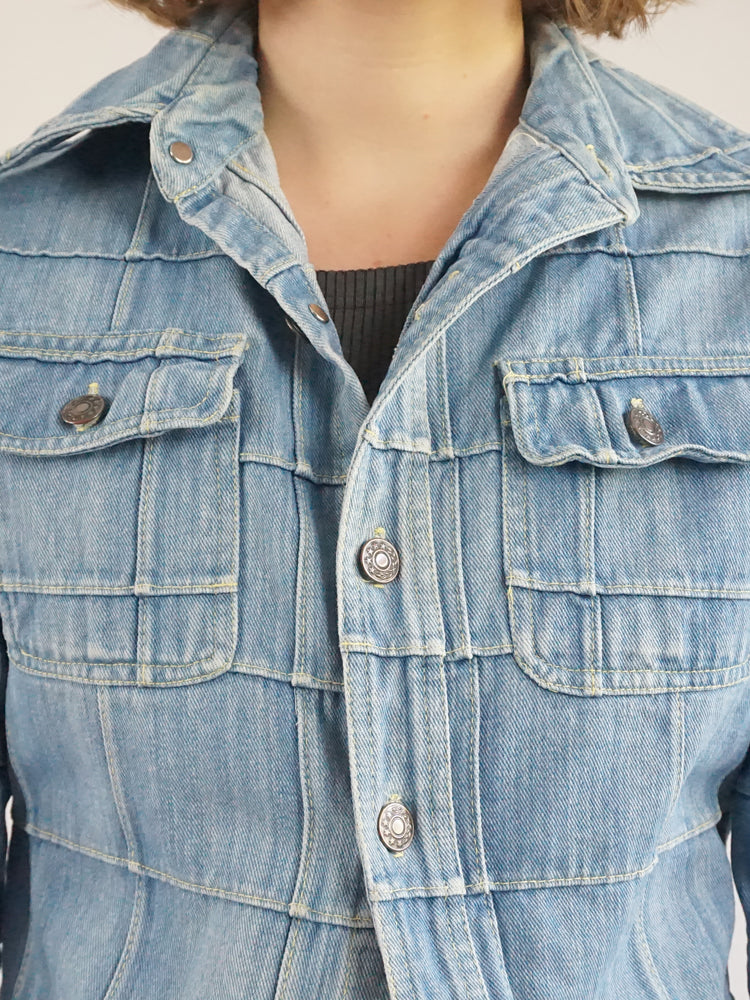 Windowpane Denim Shirt - S