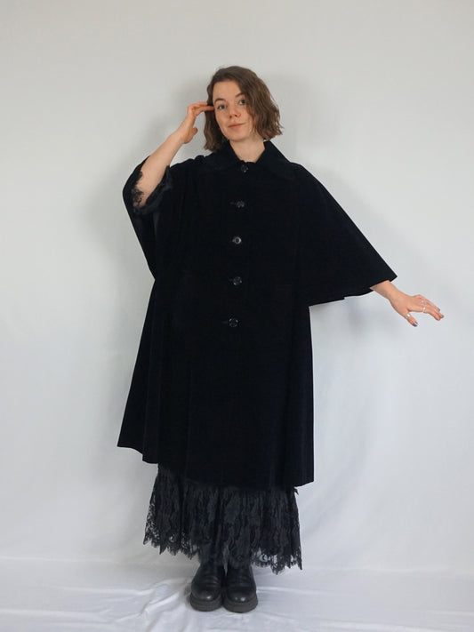 Velvet Cape Sleeve Coat - M