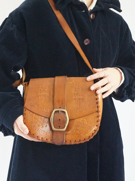 Tooled Leather Shoulder Bag