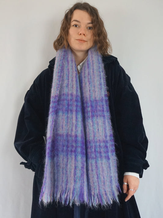 Purple & Blue Mohair Scarf - One Size