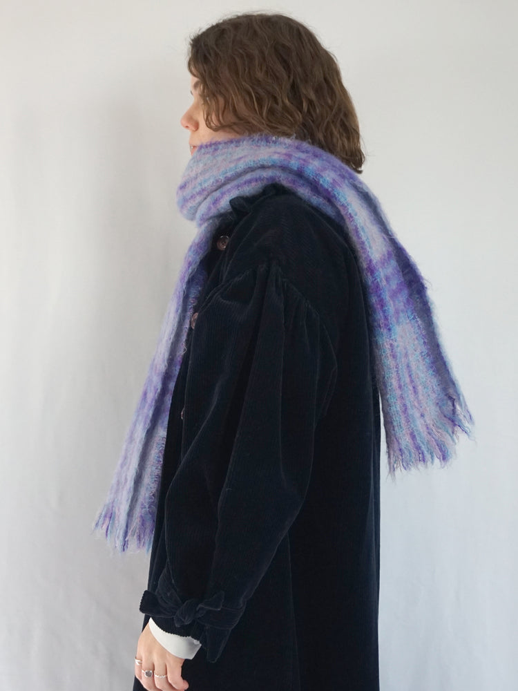 Purple & Blue Mohair Scarf - One Size