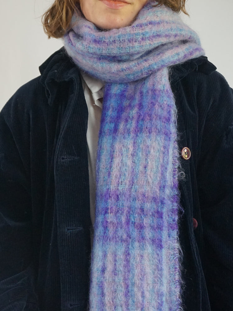 Purple & Blue Mohair Scarf - One Size