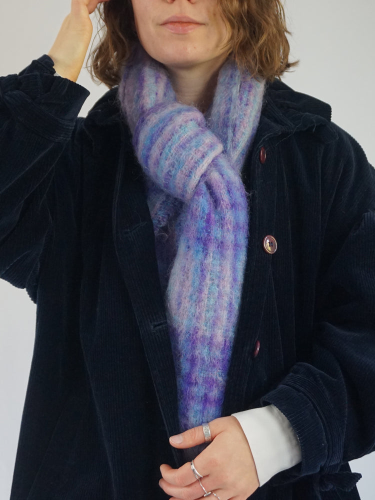 Purple & Blue Mohair Scarf - One Size