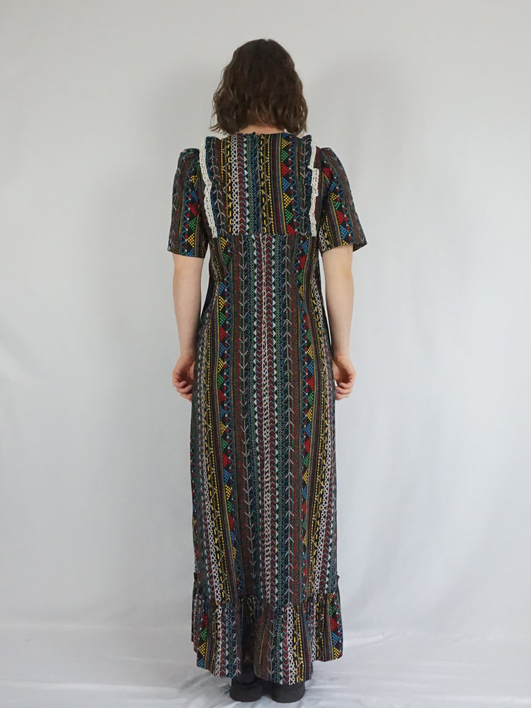 Funky Patterned Maxi Dress - S