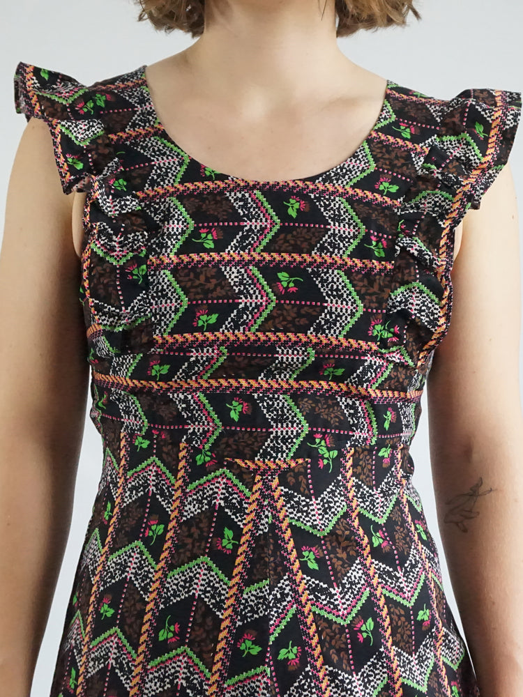 Black Funky Patterned Dress - S