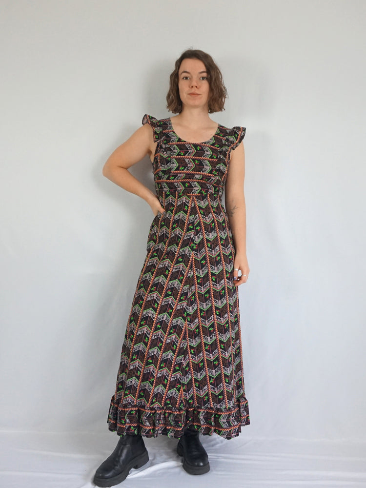 Black Funky Patterned Dress - S