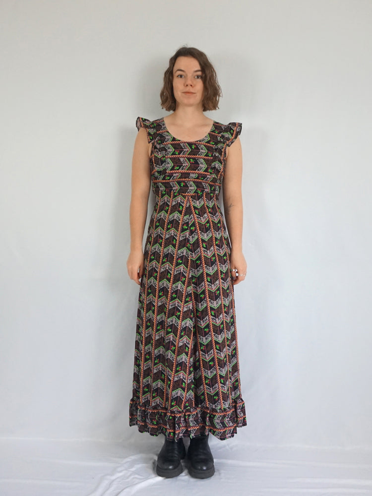 Black Funky Patterned Dress - S