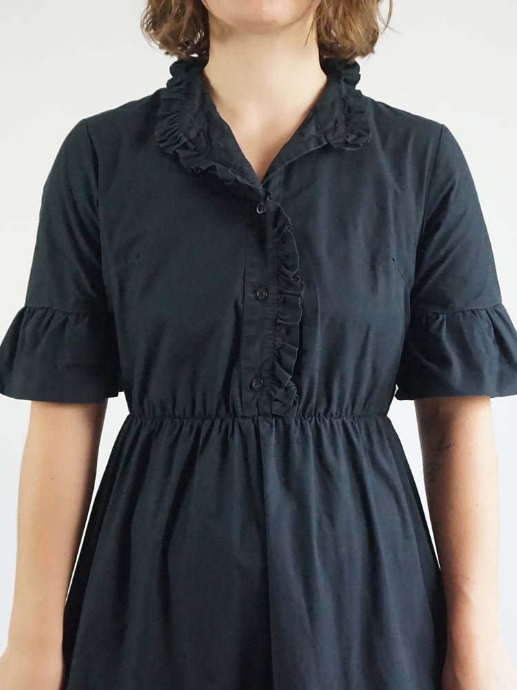 Black Cotton Tiered Dress - M