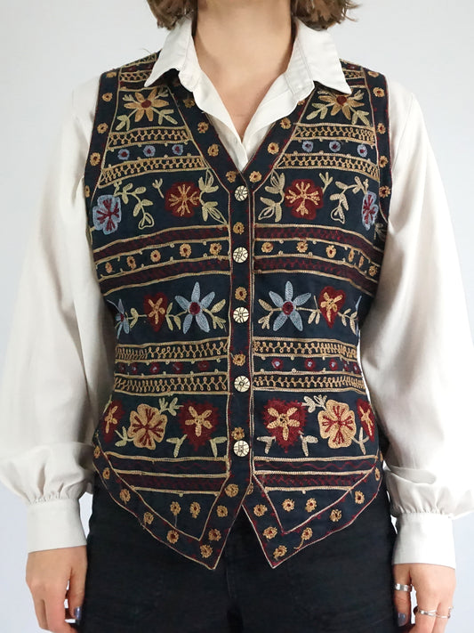 Monsoon Floral Embroidered Waistcoat - M