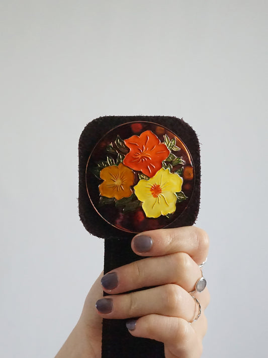 Brown Floral Suede Belt - 29-34"