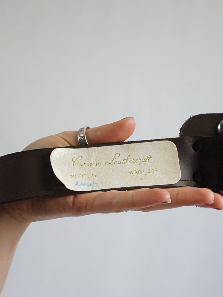 Brown Floral Suede Belt - 29-34"