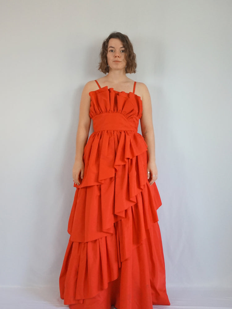 Waterfall Taffeta Ballgown Dress - XS