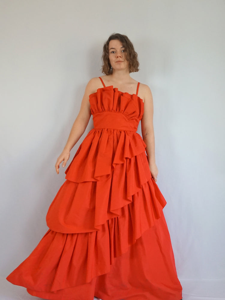 Waterfall Taffeta Ballgown Dress - XS