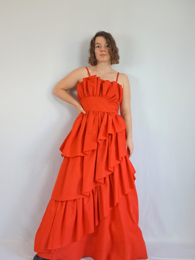 Waterfall Taffeta Ballgown Dress - XS