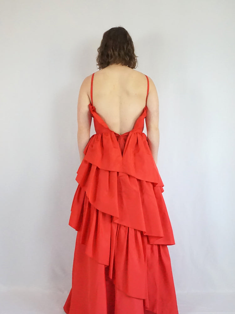 Waterfall Taffeta Ballgown Dress - XS