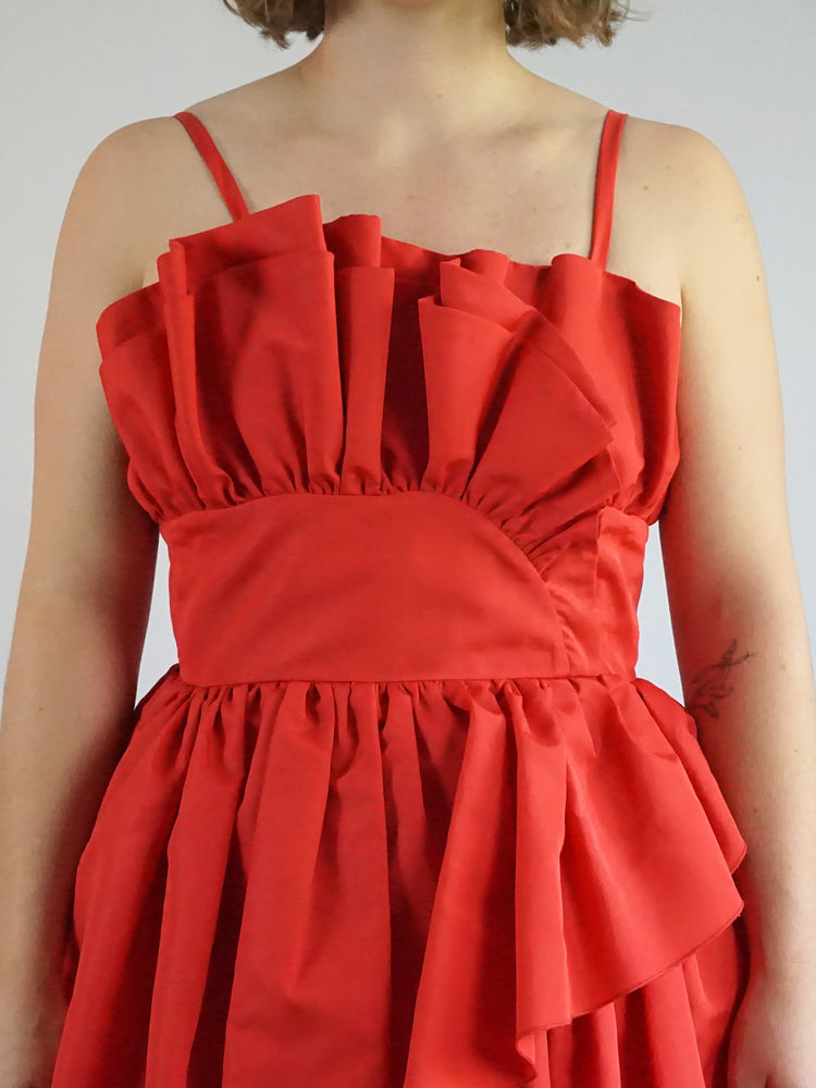 Waterfall Taffeta Ballgown Dress - XS