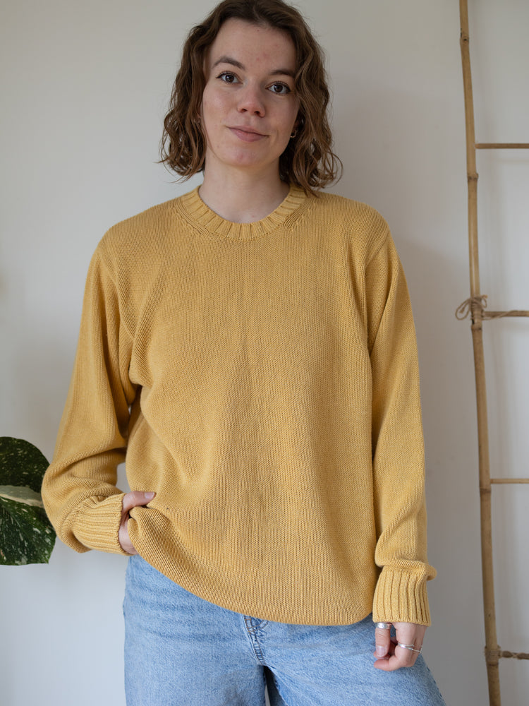 90s St Michael Mustard Cotton Jumper - L