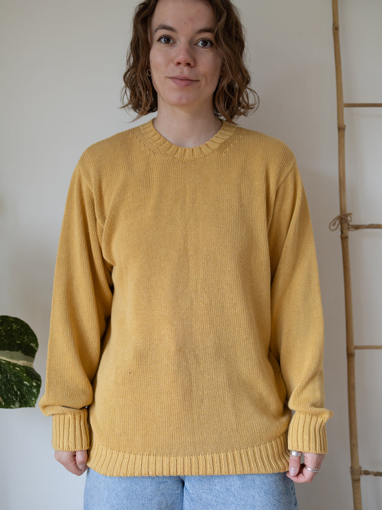 90s St Michael Mustard Cotton Jumper - L