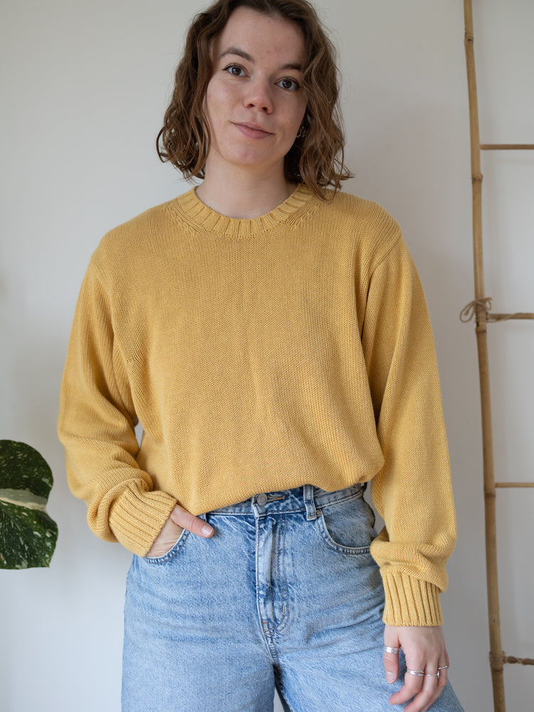 90s St Michael Mustard Cotton Jumper - L