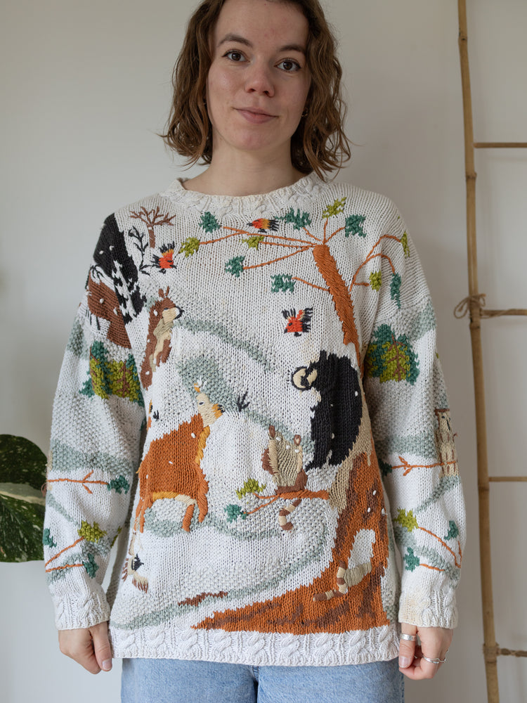 90s BHS Woodland Animal Jumper - L