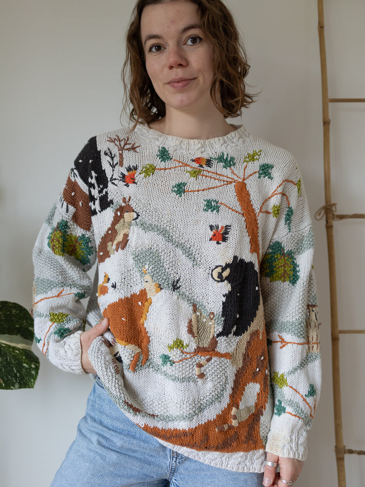 90s BHS Woodland Animal Jumper - L