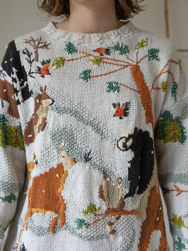 90s BHS Woodland Animal Jumper - L