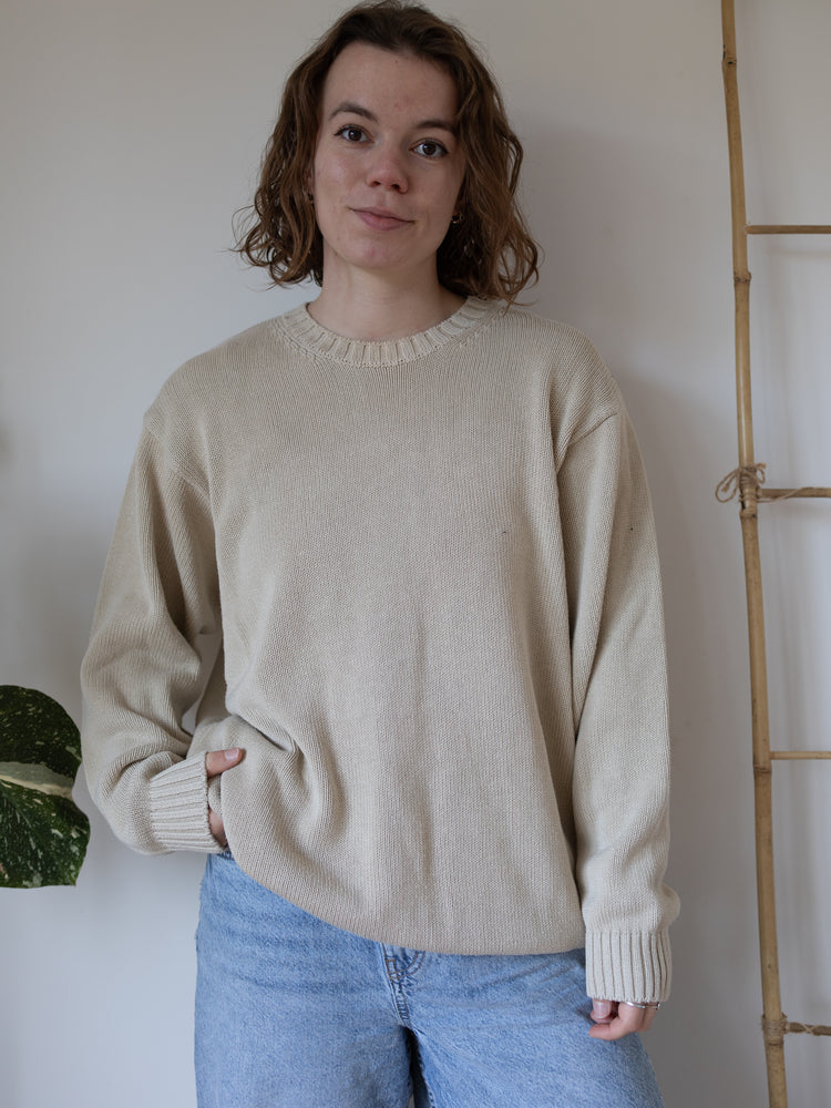 90s St Michael Beige Cotton Jumper - XL