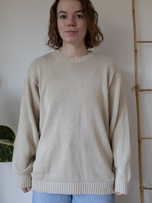 90s St Michael Beige Cotton Jumper - XL