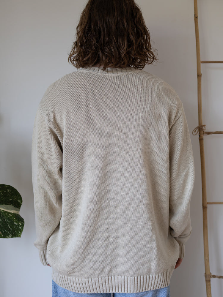 90s St Michael Beige Cotton Jumper - XL
