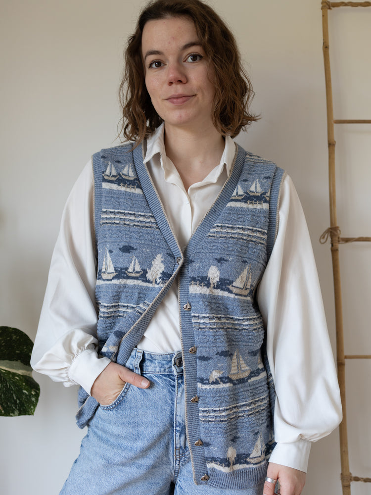 90s Northern Reflections Sailboat Vest - M