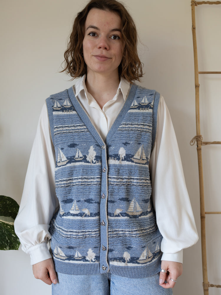 90s Northern Reflections Sailboat Vest - M