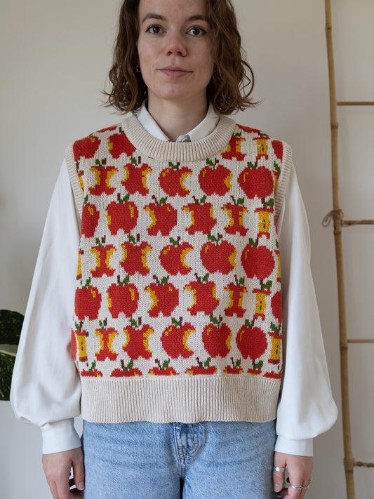 Lucy & Yak Apple Print Knitted Vest - L