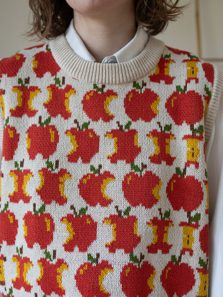 Lucy & Yak Apple Print Knitted Vest - L