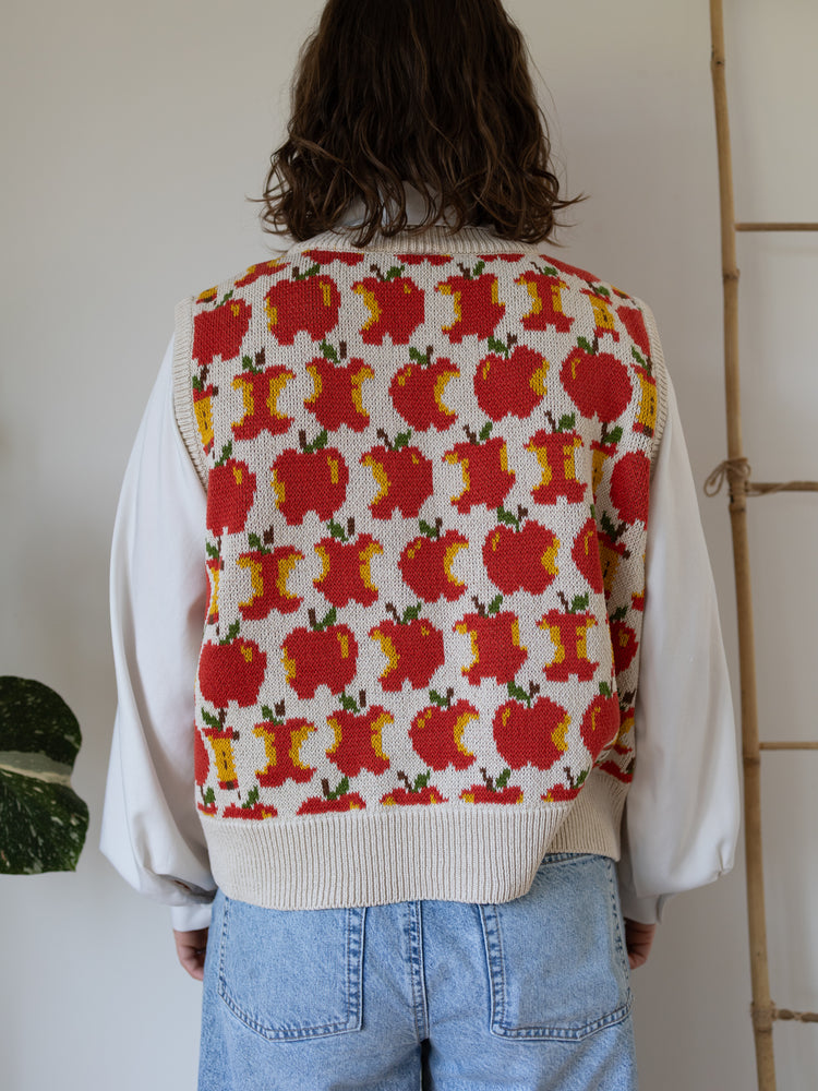 Lucy & Yak Apple Print Knitted Vest - L