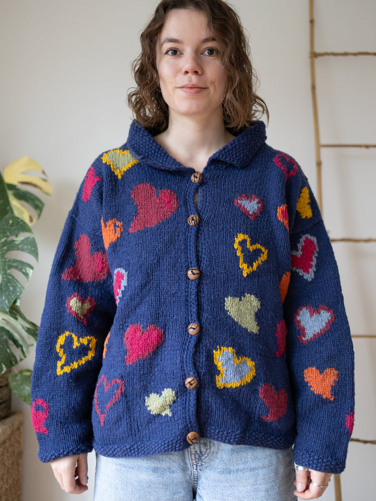 90s Pachamama Multicolour Heart Cardigan - XL