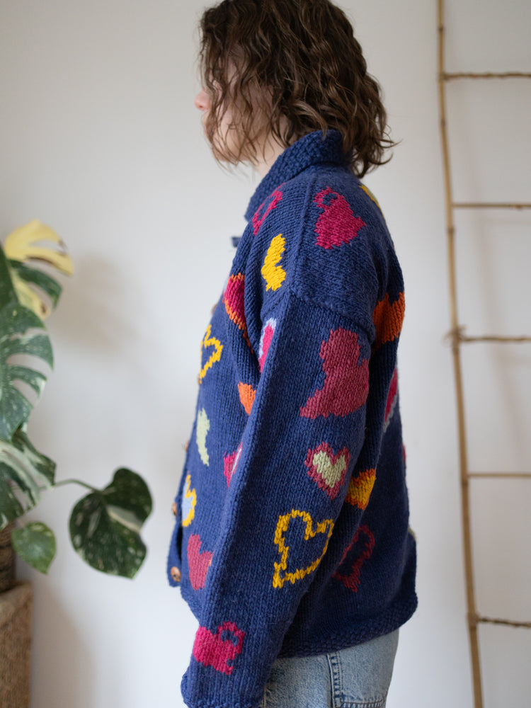 90s Pachamama Multicolour Heart Cardigan - XL