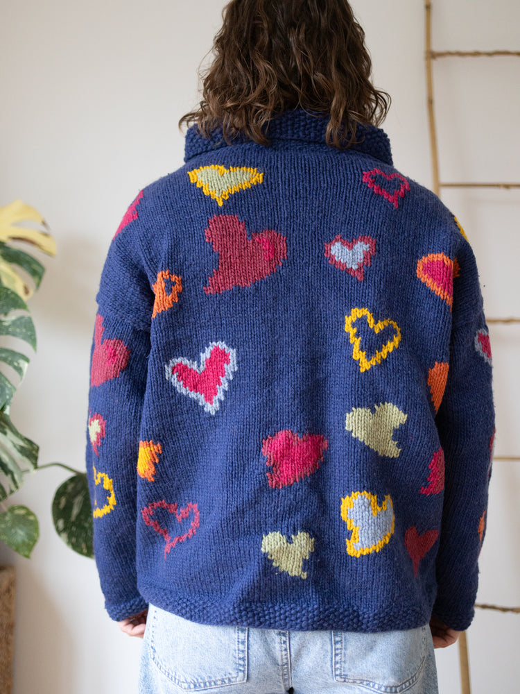 90s Pachamama Multicolour Heart Cardigan - XL