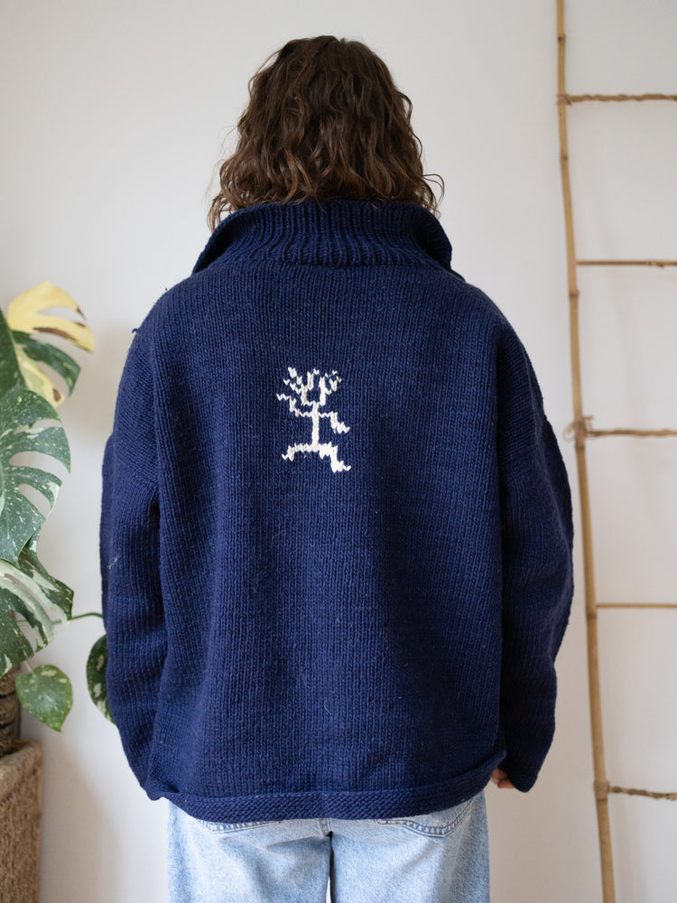 90s Pachamama Stick Figure Quarter Zip Jumper - XL