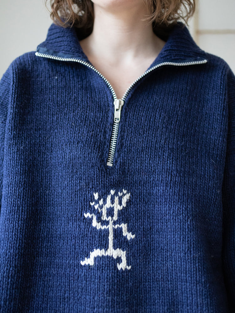 90s Pachamama Stick Figure Quarter Zip Jumper - XL