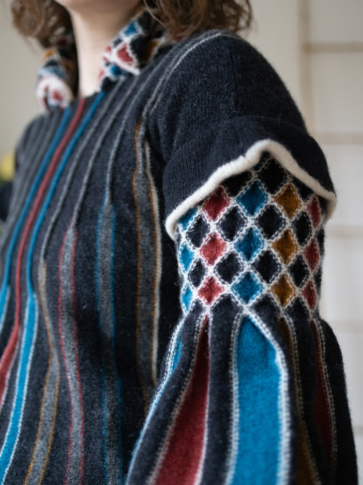 80s Harlequin Isle of Skye Balloon Sleeve Jumper - S