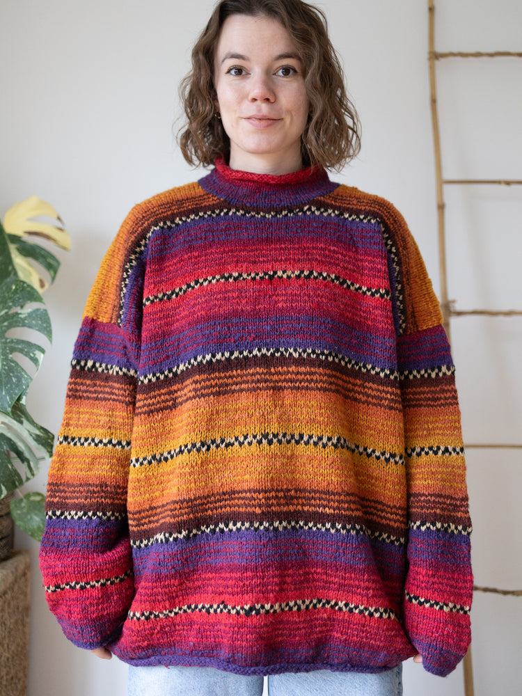 90s Amano Rainbow Stripe Wool Jumper - XXL