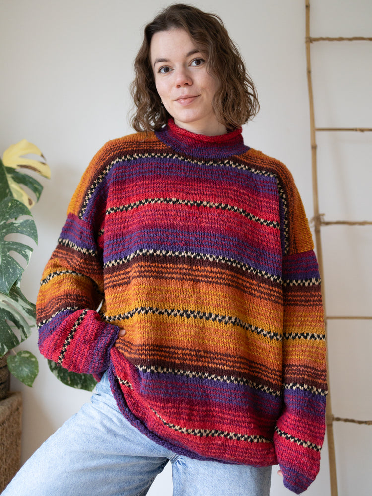 90s Amano Rainbow Stripe Wool Jumper - XXL