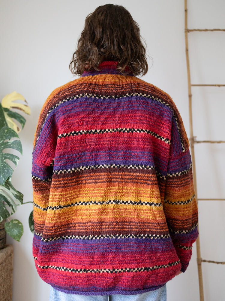 90s Amano Rainbow Stripe Wool Jumper - XXL