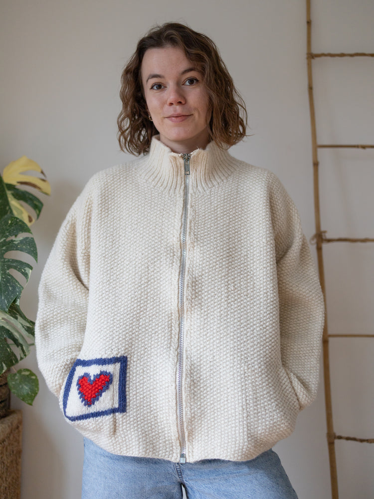 90s Pachamama Heart Zip Cardigan - XL