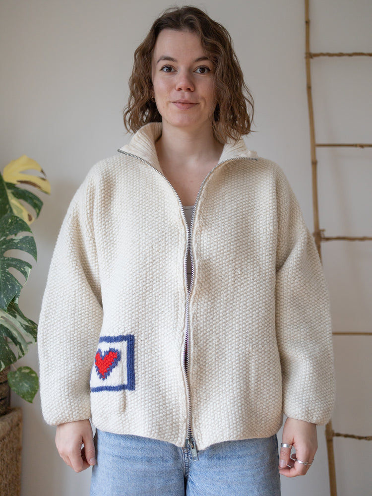 90s Pachamama Heart Zip Cardigan - XL