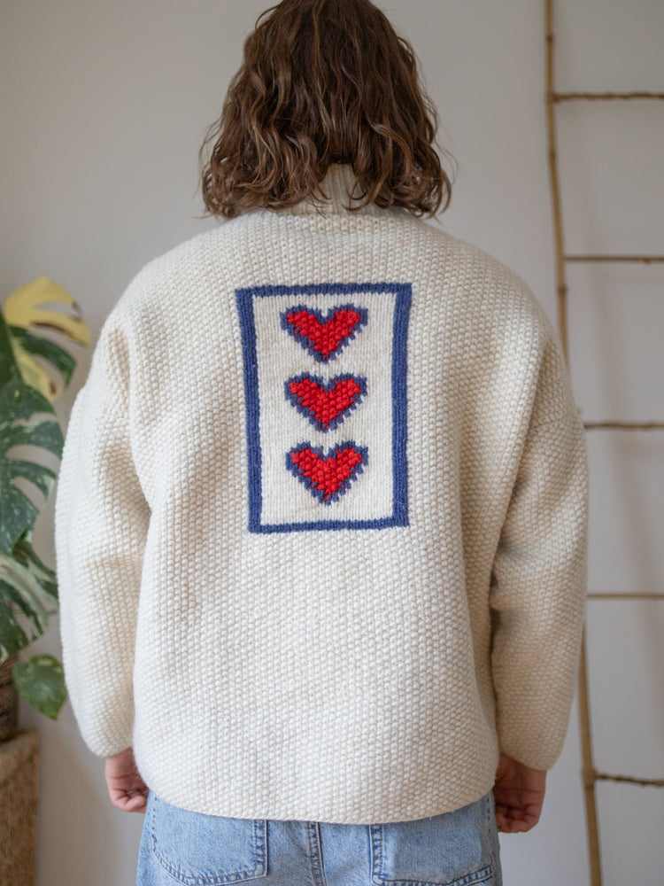 90s Pachamama Heart Zip Cardigan - XL
